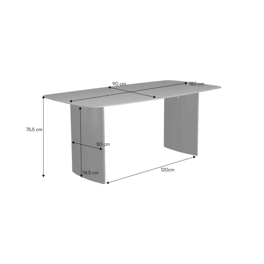 Mesa de jantar com tampo de vidro fosco com 8 lugares, Lior, Castanho, 180x90x76 cm