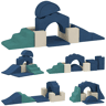 AIYAPLAY Conjunto de 7 Blocos de Espuma para Crianças, Blocos de Psicomotricidade com Base Antiderrapante, Montessori, Conjunto de Escalada Suave para Interior, 6 Meses-3 Anos, Azul