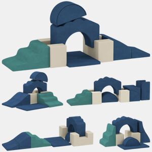 AIYAPLAY Conjunto de 7 Blocos de Espuma para Crianças, Blocos de Psicomotricidade com Base Antiderrapante, Montessori, Conjunto de Escalada Suave para Interior, 6 Meses-3 Anos, Azul