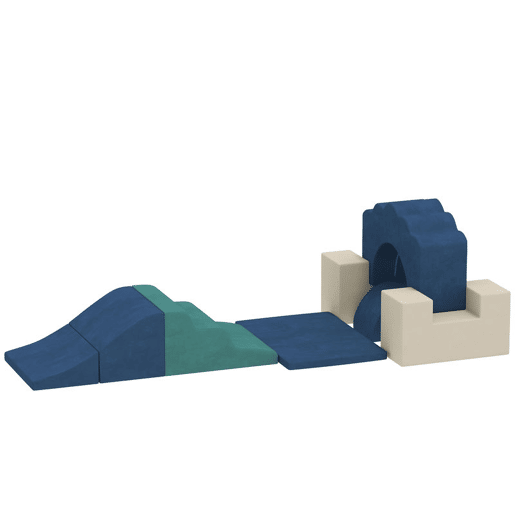 AIYAPLAY Conjunto de 7 Blocos de Espuma para Crianças, Blocos de Psicomotricidade com Base Antiderrapante, Montessori, Conjunto de Escalada Suave para Interior, 6 Meses-3 Anos, Azul