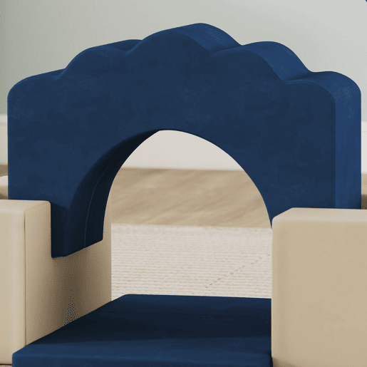 AIYAPLAY Conjunto de 7 Blocos de Espuma para Crianças, Blocos de Psicomotricidade com Base Antiderrapante, Montessori, Conjunto de Escalada Suave para Interior, 6 Meses-3 Anos, Azul