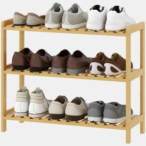 Sapateira de bambu com 3 níveis, prateleira para sapatos com capacidade para 9 pares, ideal para hall de entrada ouredor, 70x26x57,5 cm, natural