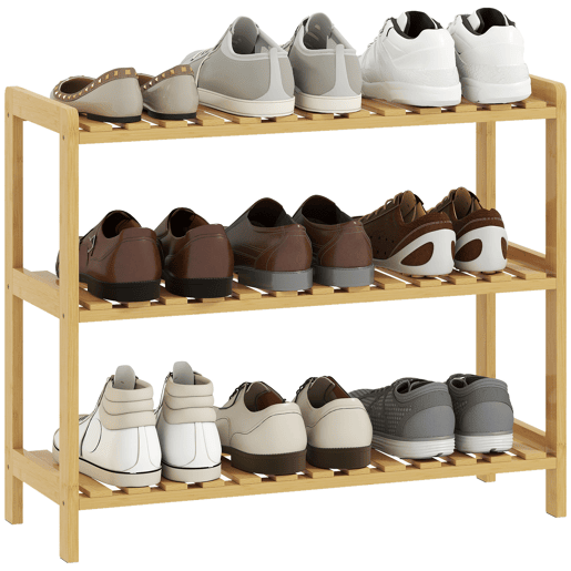 Sapateira de bambu com 3 níveis, prateleira para sapatos com capacidade para 9 pares, ideal para hall de entrada ouredor, 70x26x57,5 cm, natural Sapateira de bambu com 3 níveis, prateleira para sapatos com capacidade para 9 pares, ideal para hall de entrada ouredor, 70x26x57,5 cm, natural