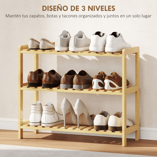 Sapateira de bambu com 3 níveis, prateleira para sapatos com capacidade para 9 pares, ideal para hall de entrada ouredor, 70x26x57,5 cm, natural Sapateira de bambu com 3 níveis, prateleira para sapatos com capacidade para 9 pares, ideal para hall de entrada ouredor, 70x26x57,5 cm, natural