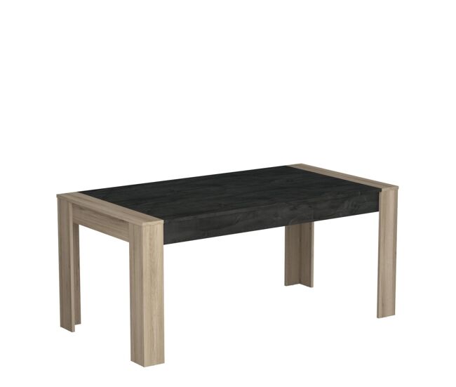 MESA DE COMEDOR BICOLOR STONE, Roble / Gris oscuro , 138.4 x 90 x 77.1, mesa de comedor bicolor