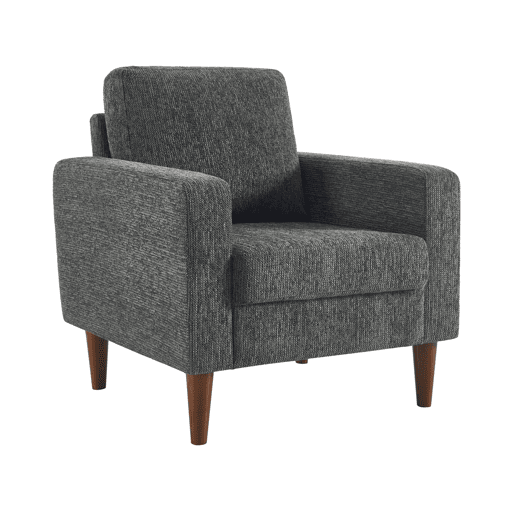 Cadeirão em madeira de seringueira e tecido chenille Cinza escuro - 79x81x86 cm Cadeirão em madeira de seringueira e tecido chenille Cinza escuro - 79x81x86 cm