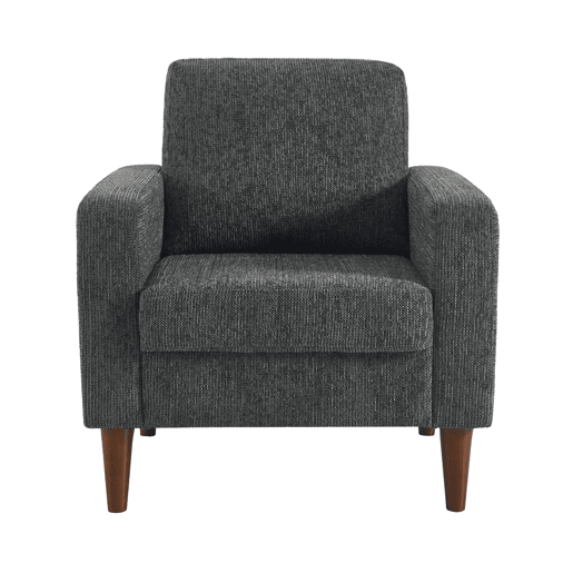 Cadeirão em madeira de seringueira e tecido chenille Cinza escuro - 79x81x86 cm Cadeirão em madeira de seringueira e tecido chenille Cinza escuro - 79x81x86 cm
