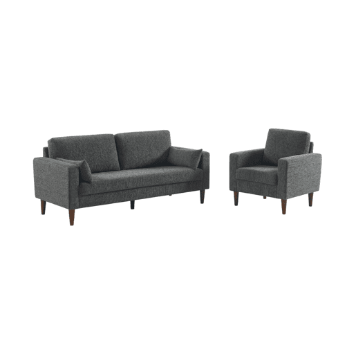 Cadeirão em madeira de seringueira e tecido chenille Cinza escuro - 79x81x86 cm Cadeirão em madeira de seringueira e tecido chenille Cinza escuro - 79x81x86 cm