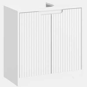 HOMCOM Armário Inferior para Lavatório, Móvel de Banheiro com Portas de Fecho Suave e Design Canelado, 2 Prateleiras, para Lavatório com ou sem Pedestal, 60x30x60 cm, Branco