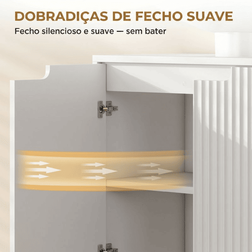 HOMCOM Armário Inferior para Lavatório, Móvel de Banheiro com Portas de Fecho Suave e Design Canelado, 2 Prateleiras, para Lavatório com ou sem Pedestal, 60x30x60 cm, Branco