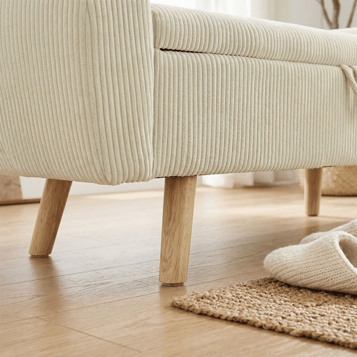 HOMCOM Banco de Arrumação 150 cm, Puff Estofado em Veludo, Banco de Fundo de Cama com Braços Arredondados e Pés de Madeira, Otomana para Quarto, Sala ou Hall, Bege HOMCOM Banco de Arrumação 150 cm, Puff Estofado em Veludo, Banco de Fundo de Cama com Braços Arredondados e Pés de Madeira, Otomana para Quarto, Sala ou Hall, Bege