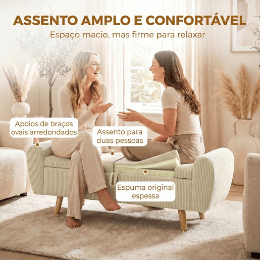 HOMCOM Banco de Arrumação 150 cm, Puff Estofado em Veludo, Banco de Fundo de Cama com Braços Arredondados e Pés de Madeira, Otomana para Quarto, Sala ou Hall, Bege HOMCOM Banco de Arrumação 150 cm, Puff Estofado em Veludo, Banco de Fundo de Cama com Braços Arredondados e Pés de Madeira, Otomana para Quarto, Sala ou Hall, Bege