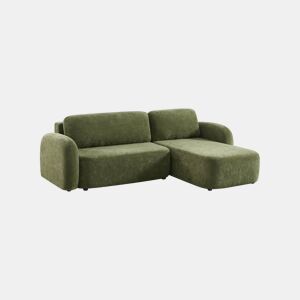 Sofá-cama de canto reversível com chaise longue, cama e baú, 3 lugares Verde - 251x170x84 cm