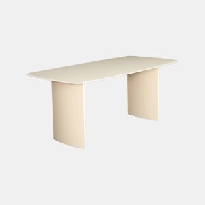 Mesa de jantar com tampo de vidro fosco com 8 lugares, Lior, Creme, 180x90x76 cm
