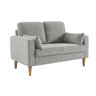 Sofá em madeira de seringueira e tecido chenille, 2 lugares Cinza Claro - 130x82.5x86 cm