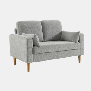 Sofá em madeira de seringueira e tecido chenille, 2 lugares, Bjorn chenille, Cinza Claro, 130x82.5x86 cm