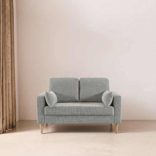 Sofá em madeira de seringueira e tecido chenille, 2 lugares, Bjorn chenille, Cinza Claro, 130x82.5x86 cm