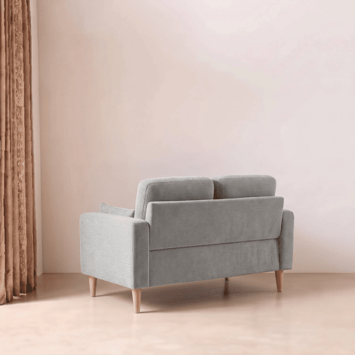 Sofá em madeira de seringueira e tecido chenille, 2 lugares, Bjorn chenille, Cinza Claro, 130x82.5x86 cm