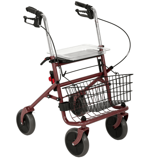 HOMCOM Andarilho Dobrável para Idosos, Andarilhos para Adultos com Assento e 4 Rodas Altura Ajustável Travões de Mão Cesto Bandeja e Suporte de Bengala Vermelho Vinho HOMCOM Andarilho Dobrável para Idosos, Andarilhos para Adultos com Assento e 4 Rodas Altura Ajustável Travões de Mão Cesto Bandeja e Suporte de Bengala Vermelho Vinho