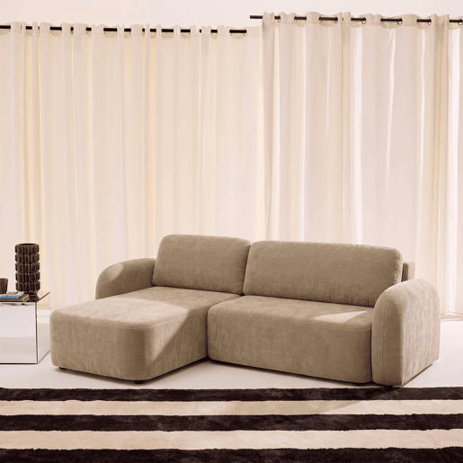 Sofá-cama de canto reversível com chaise longue, cama e baú, 3 lugares Taupe - 251x170x84 cm Sofá-cama de canto reversível com chaise longue, cama e baú, 3 lugares Taupe - 251x170x84 cm
