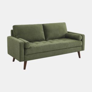 Sofá alcolchoado em tecido chenille, 3 lugares, Ivar chenille, Verde caqui, 178x82.5x83 cm