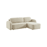 Sofá-cama de canto reversível com chaise longue, cama e baú, 3 lugares Branco sujo - 251x170x84 cm