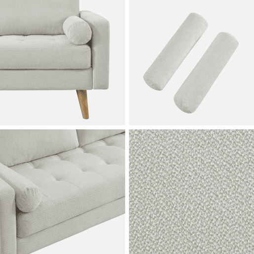 Sofá alcolchoado em tecido chenille, 3 lugares, Ivar chenille, Branco, 178x82.5x83 cm
