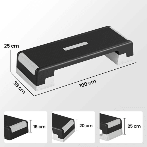 SPORTNOW Step de Aeróbica Step para Fitness Antiderrapante com Altura Ajustável de 152025 cm Base Robusta Carga 250 kg para Treino em Casa e Ginásio Preto SPORTNOW Step de Aeróbica Step para Fitness Antiderrapante com Altura Ajustável de 152025 cm Base Robusta Carga 250 kg para Treino em Casa e Ginásio Preto