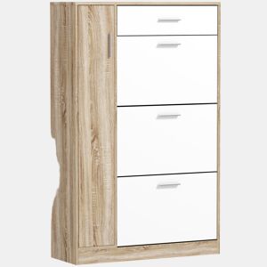 Sapateira de 3 portas para 18 a 27 pares de sapatos, sapateira moderna com gaveta e porta, 84 x 30 x 132 cm, natural