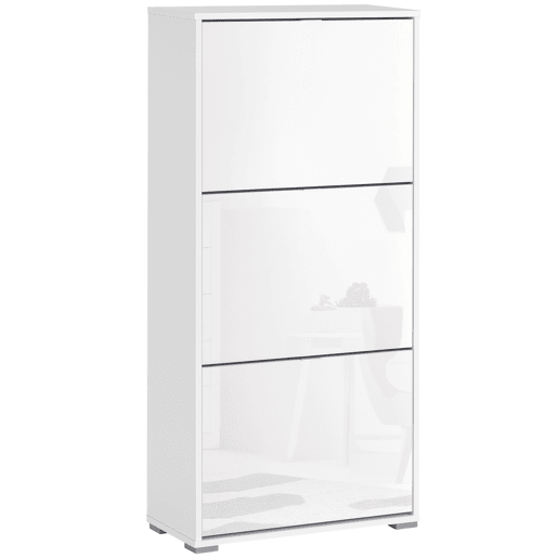Sapateira moderna com 3 gavetas, capacidade para 18 pares de sapatos, para hall de entrada, 60x26x124 cm, branca Sapateira moderna com 3 gavetas, capacidade para 18 pares de sapatos, para hall de entrada, 60x26x124 cm, branca