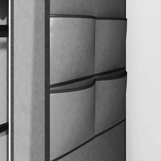 HOMCOM Armário de Tecido com Rodas, Guarda-Fatos Portátil com 2 Barras para Pendurar, 10 Compartimentos, Fecho de Correr, Estrutura de Aço, para Quarto, Espaço Pequeno, 166x42,5x167 cm, Cinzento Escuro HOMCOM Armário de Tecido com Rodas, Guarda-Fatos Portátil com 2 Barras para Pendurar, 10 Compartimentos, Fecho de Correr, Estrutura de Aço, para Quarto, Espaço Pequeno, 166x42,5x167 cm, Cinzento Escuro