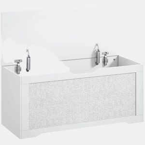 HOMCOM Baú de Arrumação 108L, Banco com Painel de Ratã, Tampa Elevatória e Suporte, Design Sem Puxadores, para Entrada, Corredor, Quarto, Sala, 80x40x45cm, Branco