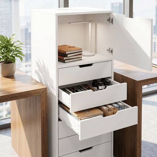 HOMCOM Gaveteira de Escritório com 5 Gavetas, Armário com Rodas e Fecho Suave, Suporte para Impressora, Móvel de Arquivo para Casa, Branco HOMCOM Gaveteira de Escritório com 5 Gavetas, Armário com Rodas e Fecho Suave, Suporte para Impressora, Móvel de Arquivo para Casa, Branco