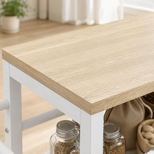 HOMCOM Carrinho Auxiliar com Rodas 4 Níveis, Carrinho de Cozinha com Toalheiro e 6 Ganchos, Estreito para Espaços Pequenos, Legumes, Frutas, para Sala de Jantar, 50x20x81 cm, Carvalho