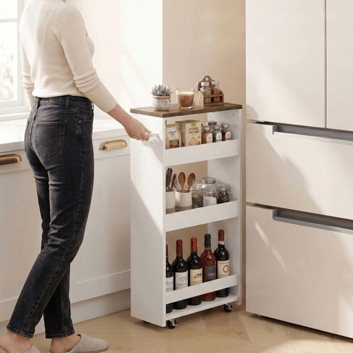 HOMCOM Carrinho de Cozinha Estreito com 3 Níveis, Rodas e Pega Lateral, Ideal para Espaços Reduzidos, Sala de Jantar ou Sala, 40x20x84 cm, Branco HOMCOM Carrinho de Cozinha Estreito com 3 Níveis, Rodas e Pega Lateral, Ideal para Espaços Reduzidos, Sala de Jantar ou Sala, 40x20x84 cm, Branco