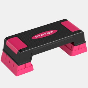 SPORTNOW Step Aeróbico Step para Fitness Antiderrapante com Altura Ajustável 1217,522,5 cm Base Robusta Suporta 250 kg para Treino em Casa ou Ginásio Rosa