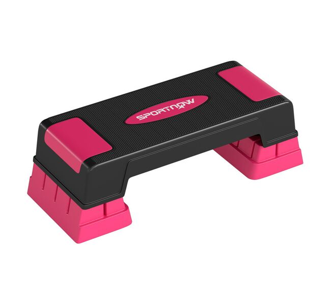 Sportnow step de aeróbic step para fitness stepper antideslizante con altura ajustable de 12/17,5/22,5 cm base robusta carga 250 kg para entrenamiento en casa gimnasio hombres y mujeres rosa