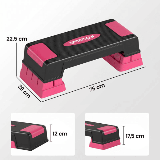 SPORTNOW Step Aeróbico Step para Fitness Antiderrapante com Altura Ajustável 1217,522,5 cm Base Robusta Suporta 250 kg para Treino em Casa ou Ginásio Rosa SPORTNOW Step Aeróbico Step para Fitness Antiderrapante com Altura Ajustável 1217,522,5 cm Base Robusta Suporta 250 kg para Treino em Casa ou Ginásio Rosa