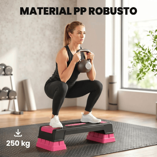 SPORTNOW Step Aeróbico Step para Fitness Antiderrapante com Altura Ajustável 1217,522,5 cm Base Robusta Suporta 250 kg para Treino em Casa ou Ginásio Rosa SPORTNOW Step Aeróbico Step para Fitness Antiderrapante com Altura Ajustável 1217,522,5 cm Base Robusta Suporta 250 kg para Treino em Casa ou Ginásio Rosa