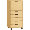 HOMCOM Gaveteira de Escritório com 5 Gavetas, Armário com Rodas e Fecho Suave, Suporte para Impressora, Arquivo para Home Office, Madeira Natural