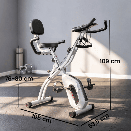 SPORTNOW Bicicleta Estática Dobrável 3 em 1 com Encosto e 8 Níveis de Resistência Magnética Ajustável Bluetooth Ecrã LCD Volante Bandas Sensor de Pulso Suporte para Telemóvel Branco SPORTNOW Bicicleta Estática Dobrável 3 em 1 com Encosto e 8 Níveis de Resistência Magnética Ajustável Bluetooth Ecrã LCD Volante Bandas Sensor de Pulso Suporte para Telemóvel Branco
