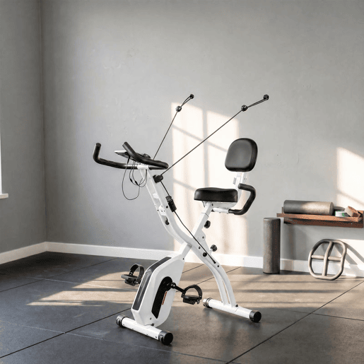 SPORTNOW Bicicleta Estática Dobrável 3 em 1 com Encosto e 8 Níveis de Resistência Magnética Ajustável Bluetooth Ecrã LCD Volante Bandas Sensor de Pulso Suporte para Telemóvel Branco SPORTNOW Bicicleta Estática Dobrável 3 em 1 com Encosto e 8 Níveis de Resistência Magnética Ajustável Bluetooth Ecrã LCD Volante Bandas Sensor de Pulso Suporte para Telemóvel Branco