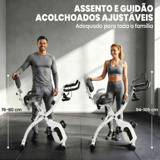 SPORTNOW Bicicleta Estática Dobrável 3 em 1 com Encosto e 8 Níveis de Resistência Magnética Ajustável Bluetooth Ecrã LCD Volante Bandas Sensor de Pulso Suporte para Telemóvel Branco SPORTNOW Bicicleta Estática Dobrável 3 em 1 com Encosto e 8 Níveis de Resistência Magnética Ajustável Bluetooth Ecrã LCD Volante Bandas Sensor de Pulso Suporte para Telemóvel Branco