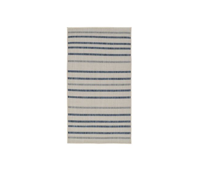 Alfombra exterior 160x220 cm, blanca/azul