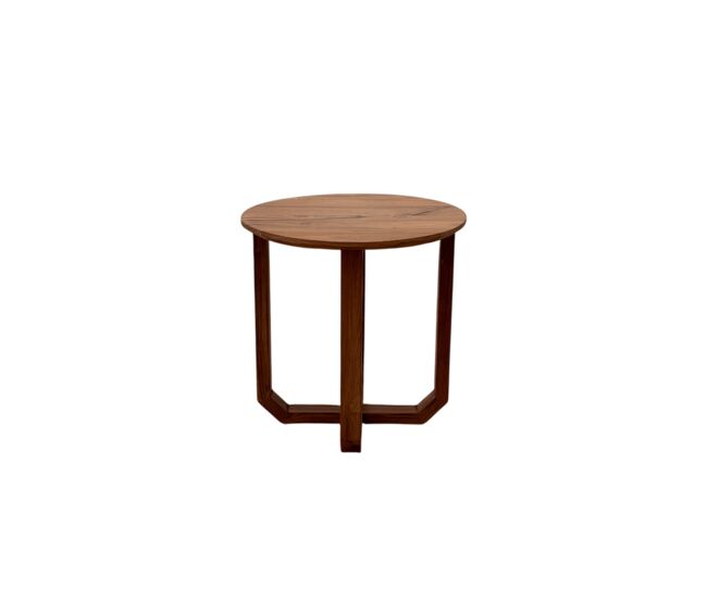 Mesa auxiliar redonda de madera de teka