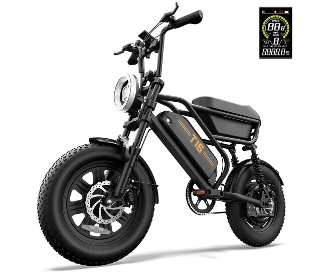 Bicicleta eléctrica | urlife | t16 | 48v13ah 16" frenos de disco ebike - negro