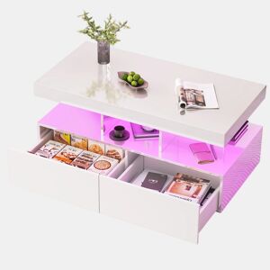 Mesa de centro, mesa para sala de estar, LED, branca