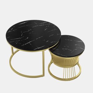 2 peças, mesa de centro, mesa de apoio, moldura dourada