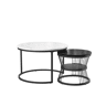 Mesa de centro de 2 peças, mesa de apoio, redonda, mesa de encaixe, mesa de apoio redonda empilhável, preta, adequada para sala de estar, varanda, escritório