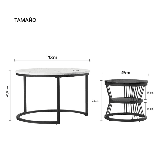 Mesa de centro de 2 peças, mesa de apoio, redonda, mesa de encaixe, mesa de apoio redonda empilhável, preta, adequada para sala de estar, varanda, escritório Mesa de centro de 2 peças, mesa de apoio, redonda, mesa de encaixe, mesa de apoio redonda empilhável, preta, adequada para sala de estar, varanda, escritório